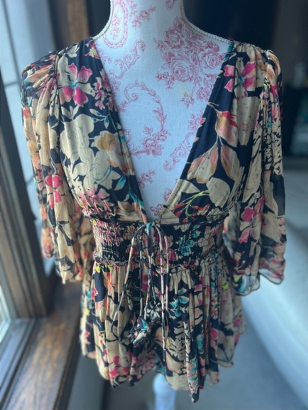 Love Sam Black Floral Blouse